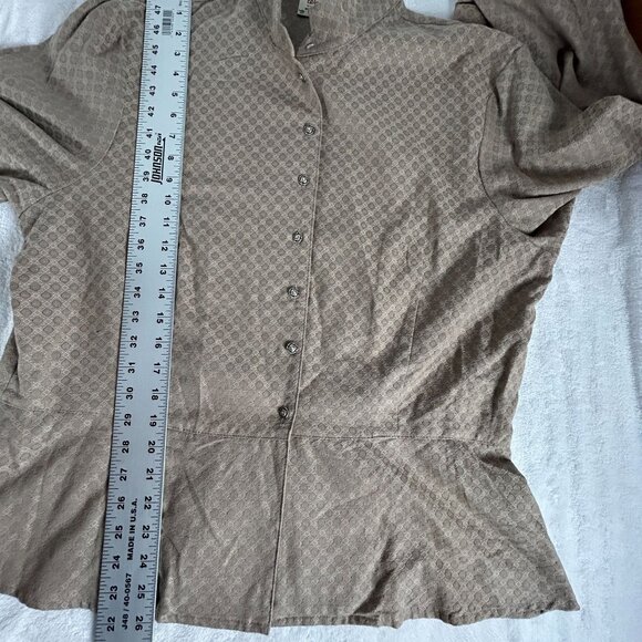 Wah Maker Vintage Collection Womens XXL Beige Jacquard Long Sleeve Shirt USA - Picture 8 of 8